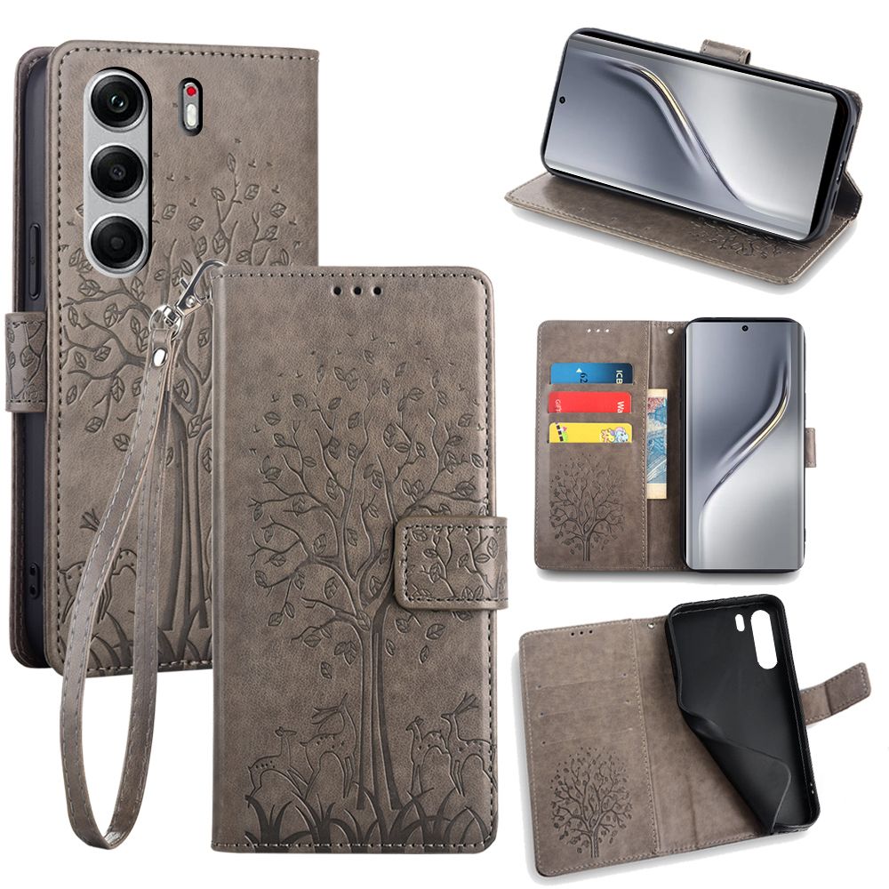 Wallet Leather Flip Cover for Tecno Camon 40 Pro 40 Case Card Slots Magnetic Closure Shockproof Cover with Hand Strap