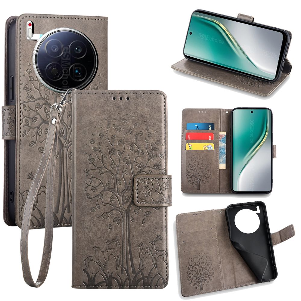 Wallet Leather Flip Cover for Tecno Camon 40 Premier Case Card Slots Magnetic Closure Shockproof Cover with Hand Strap