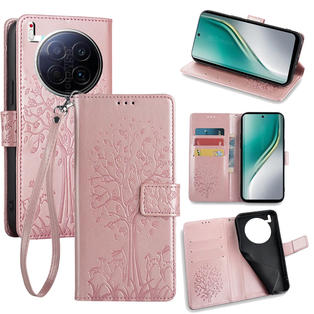 Wallet Leather Flip Cover for Tecno Camon 40 Premier Case Card Slots Magnetic Closure Shockproof Cover with Hand Strap