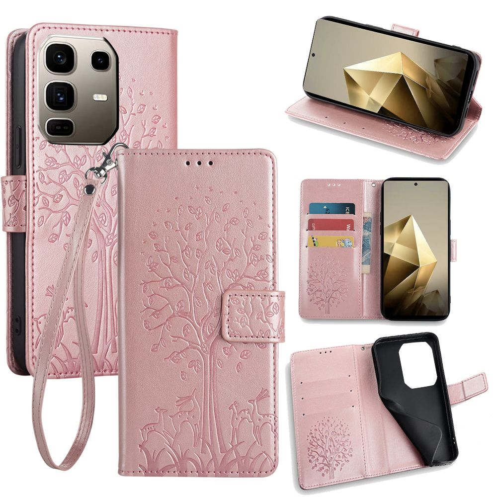 Wallet Leather Flip Cover for Infinix Note 50 Pro 50 Pro+ Plus 50s 50x Case Card Slots Magnetic Closure Shockproof Cover with Hand Strap