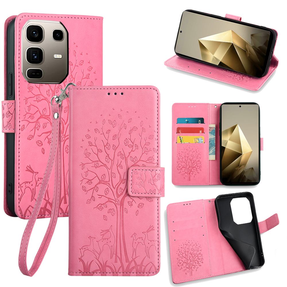 Wallet Leather Flip Cover for Infinix Note 50 Pro 50 Pro+ Plus 50s 50x Case Card Slots Magnetic Closure Shockproof Cover with Hand Strap