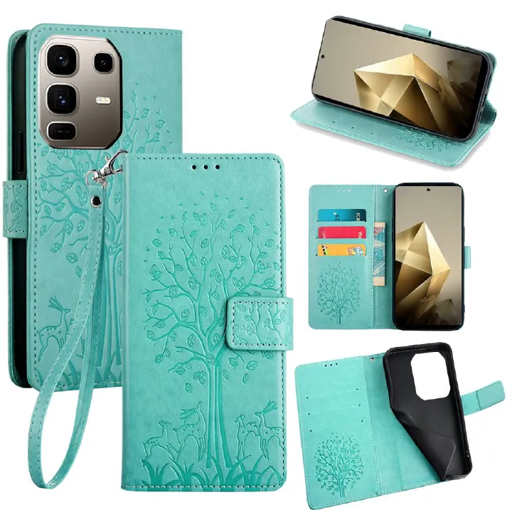 Wallet Leather Flip Cover for Infinix Note 50 Pro 50 Pro+ Plus 50s 50x Case Card Slots Magnetic Closure Shockproof Cover with Hand Strap