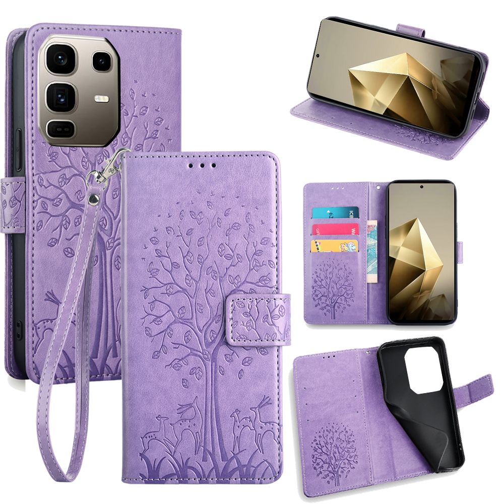 Wallet Leather Flip Cover for Infinix Note 50 Pro 50 Pro+ Plus 50s 50x Case Card Slots Magnetic Closure Shockproof Cover with Hand Strap