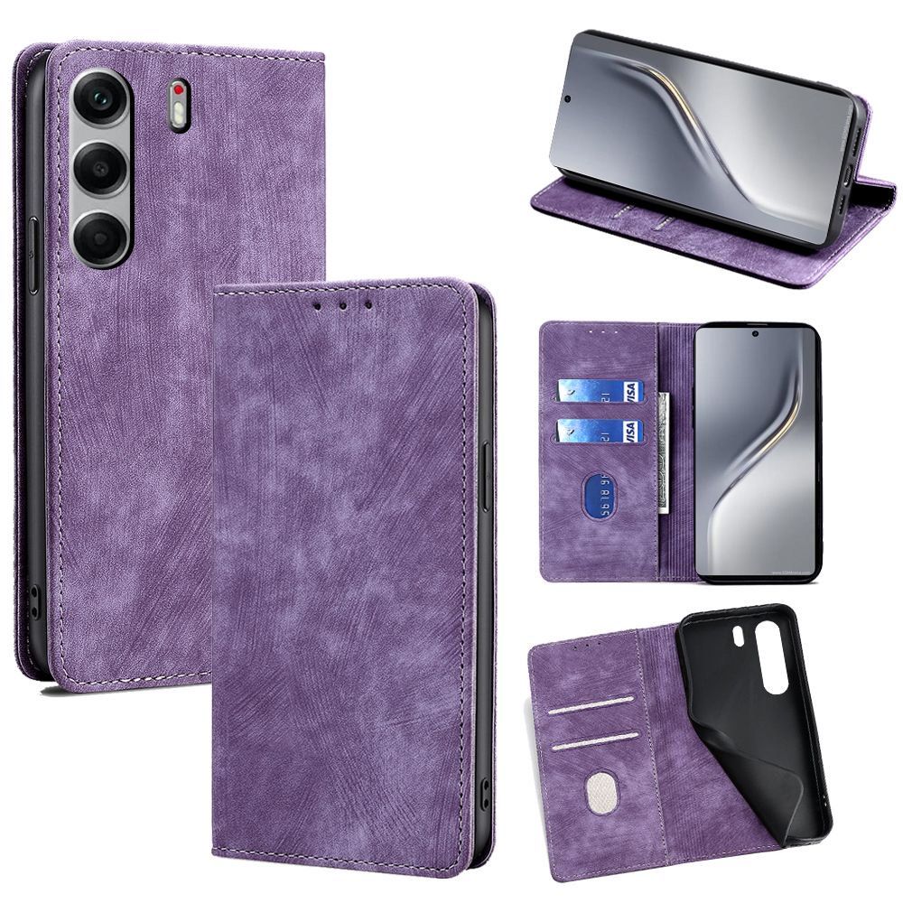 Leather Magnetic Flip Cover Phone Case for Tecno Camon 40 Premier 40 Pro 40 [RFID Blocking] Shockproof Protection Stand Holder PU Leather Case