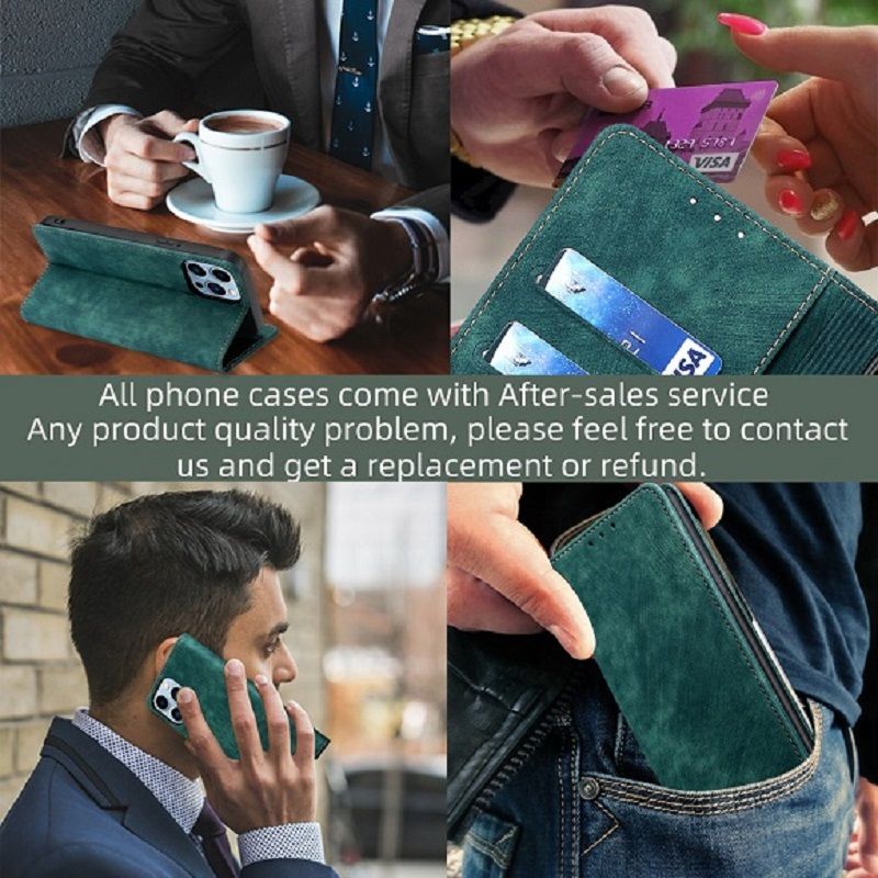 Leather Magnetic Flip Cover Phone Case for Tecno Camon 40 Premier 40 Pro 40 [RFID Blocking] Shockproof Protection Stand Holder PU Leather Case