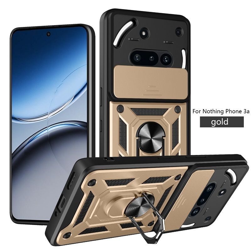 Luxury Slide Camera Lens Cover Case for Nothing Phone 3a Pro 3a 2a Plus 2a, CMF Phone 2 Pro, CMF Phone 1 Vehicle Mounted Magnetic Kickstand Case