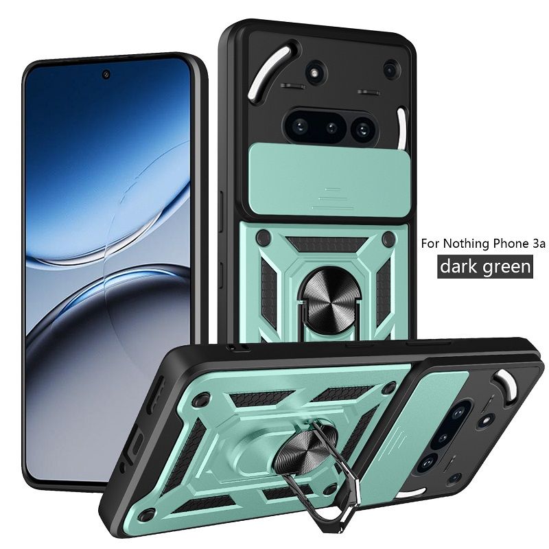 Luxury Slide Camera Lens Cover Case for Nothing Phone 3a Pro 3a 2a Plus 2a, CMF Phone 2 Pro, CMF Phone 1 Vehicle Mounted Magnetic Kickstand Case