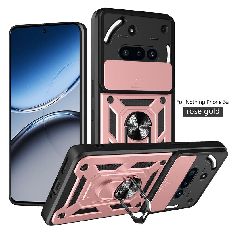 Luxury Slide Camera Lens Cover Case for Nothing Phone 3a Pro 3a 2a Plus 2a, CMF Phone 2 Pro, CMF Phone 1 Vehicle Mounted Magnetic Kickstand Case