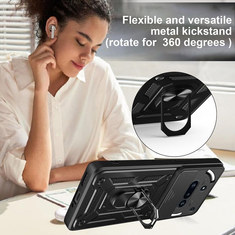 Luxury Slide Camera Lens Cover Case for Nothing Phone 3a Pro 3a 2a Plus 2a, CMF Phone 2 Pro, CMF Phone 1 Vehicle Mounted Magnetic Kickstand Case