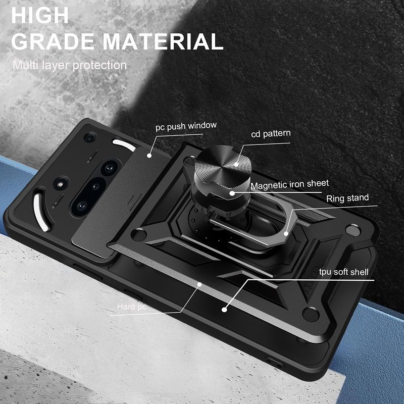 Luxury Slide Camera Lens Cover Case for Nothing Phone 3a Pro 3a 2a Plus 2a, CMF Phone 2 Pro, CMF Phone 1 Vehicle Mounted Magnetic Kickstand Case