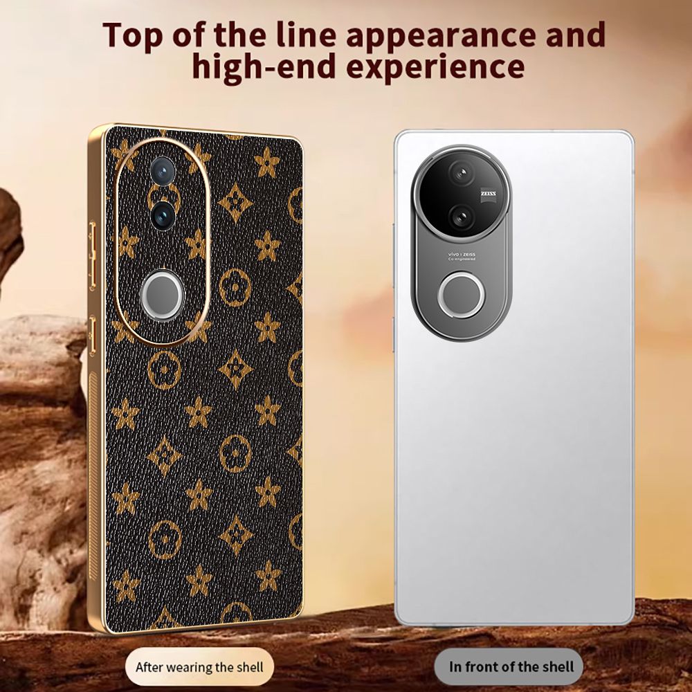 Light Luxury Leather Electroplated Phone Case for Vivo V50 V50 Lite V40 V40 Lite V30 V30 Pro V29 Pro V27e V27 Pro Lens Protection Cover