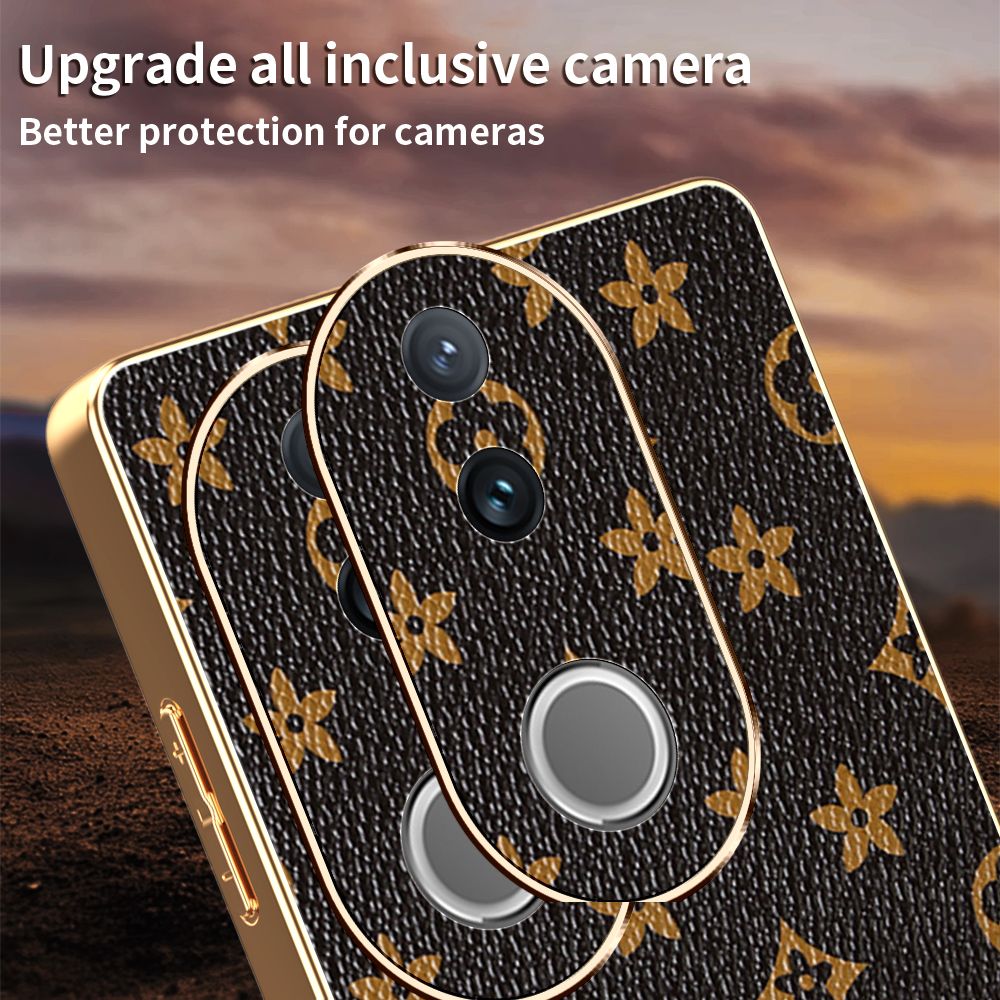 Light Luxury Leather Electroplated Phone Case for Vivo V50 V50 Lite V40 V40 Lite V30 V30 Pro V29 Pro V27e V27 Pro Lens Protection Cover