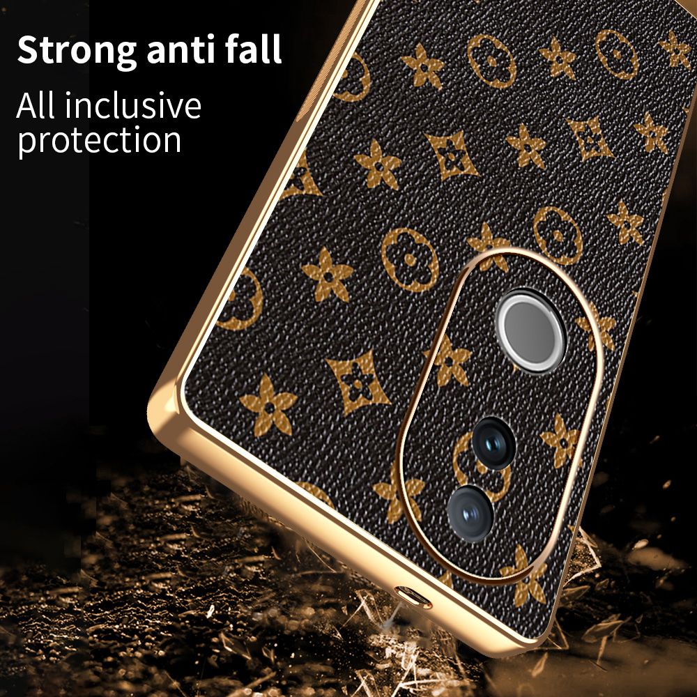Light Luxury Leather Electroplated Phone Case for Vivo V50 V50 Lite V40 V40 Lite V30 V30 Pro V29 Pro V27e V27 Pro Lens Protection Cover