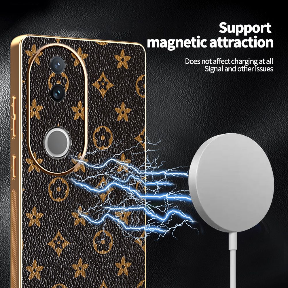 Light Luxury Leather Electroplated Phone Case for Vivo V50 V50 Lite V40 V40 Lite V30 V30 Pro V29 Pro V27e V27 Pro Lens Protection Cover