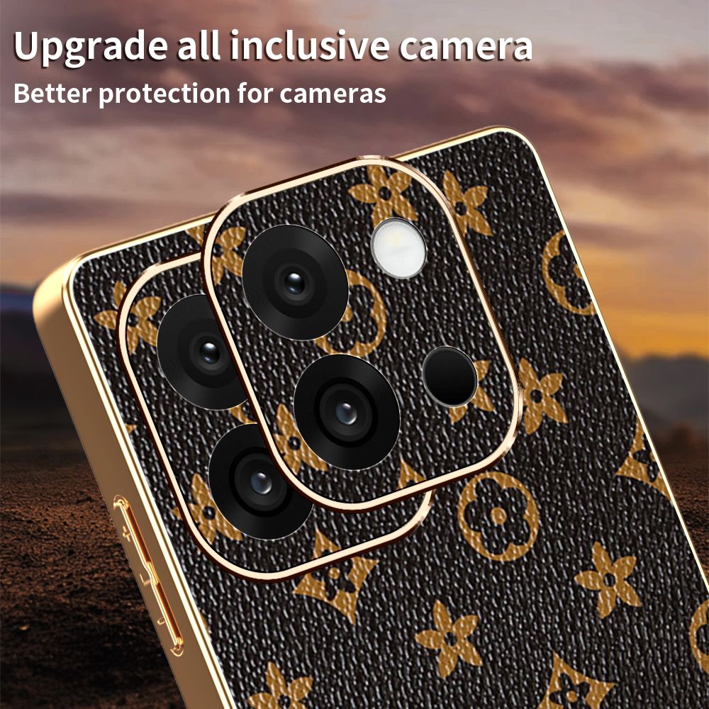 Light Luxury Leather Electroplated Phone Case for OnePlus 13T 13s 13R 13 12 12R 11 11R Lens Protection Cover