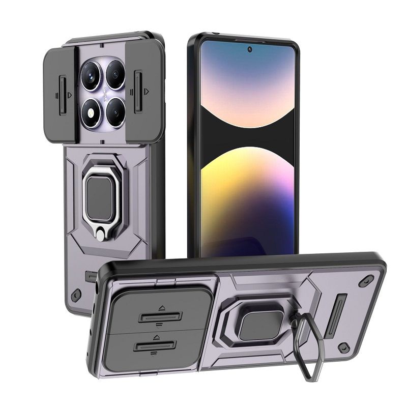 Luxury Slide Camera Lens Cover Case for Xiaomi Redmi Note 14 Pro 14 14 Pro+ Plus 14  13 Pro 13R Pro 12 Pro+ Plus 12 Vehicle Mounted Magnetic Kickstand Case