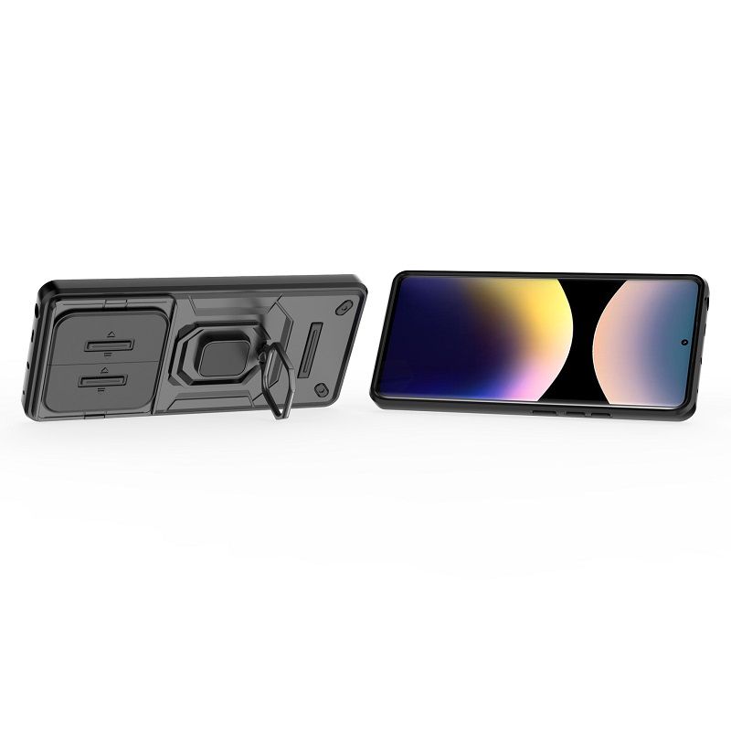 Luxury Slide Camera Lens Cover Case for Xiaomi Redmi Note 14 Pro 14 14 Pro+ Plus 14  13 Pro 13R Pro 12 Pro+ Plus 12 Vehicle Mounted Magnetic Kickstand Case