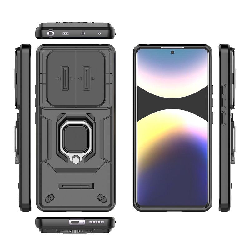 Luxury Slide Camera Lens Cover Case for Xiaomi Redmi Note 14 Pro 14 14 Pro+ Plus 14  13 Pro 13R Pro 12 Pro+ Plus 12 Vehicle Mounted Magnetic Kickstand Case