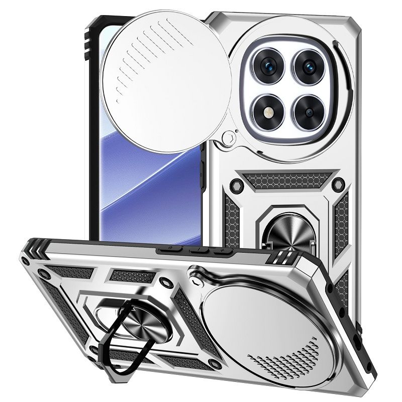 Luxury Slide Camera Lens Cover Case for Xiaomi Redmi Note 14 Pro 14 14 Pro+ Plus 14 13 Pro 12 Pro+ Plus 12R Pro 12 11 Pro 11 Pro 10 Pro Vehicle Mounted Magnetic Kickstand Case