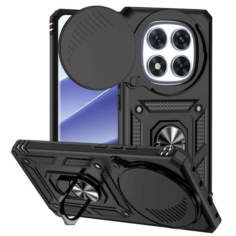 Luxury Slide Camera Lens Cover Case for Xiaomi Redmi Note 14 Pro 14 14 Pro+ Plus 14 13 Pro 12 Pro+ Plus 12R Pro 12 11 Pro 11 Pro 10 Pro Vehicle Mounted Magnetic Kickstand Case