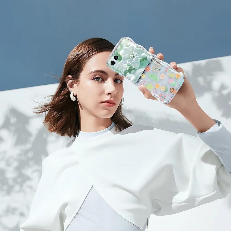 Phone Case for Samsung Galaxy Z Flip7, Flip6, Flip5, Flip4, Flip3 Case Clear Case Flower Protective Cover