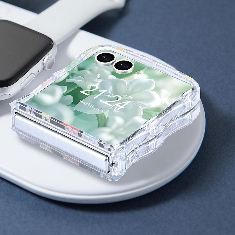 Phone Case for Samsung Galaxy Z Flip7, Flip6, Flip5, Flip4, Flip3 Case Clear Case Flower Protective Cover