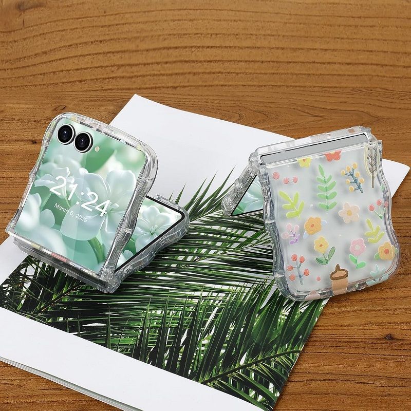 Phone Case for Samsung Galaxy Z Flip7, Flip6, Flip5, Flip4, Flip3 Case Clear Case Flower Protective Cover