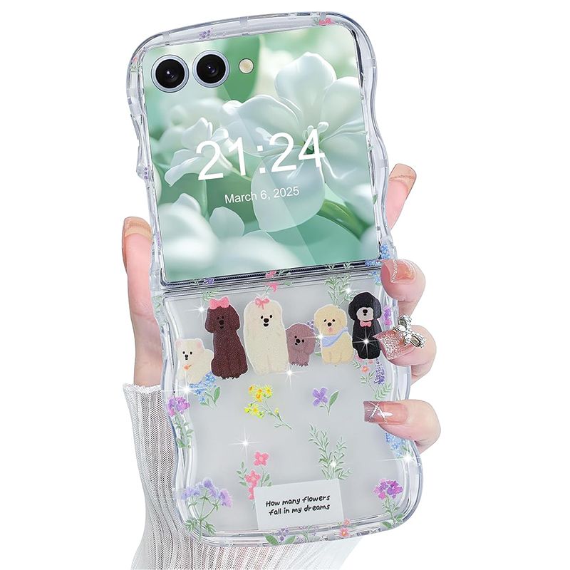 Phone Case for Samsung Galaxy Z Flip7, Flip6, Flip5, Flip4, Flip3 Case Clear Case Flower Protective Cover