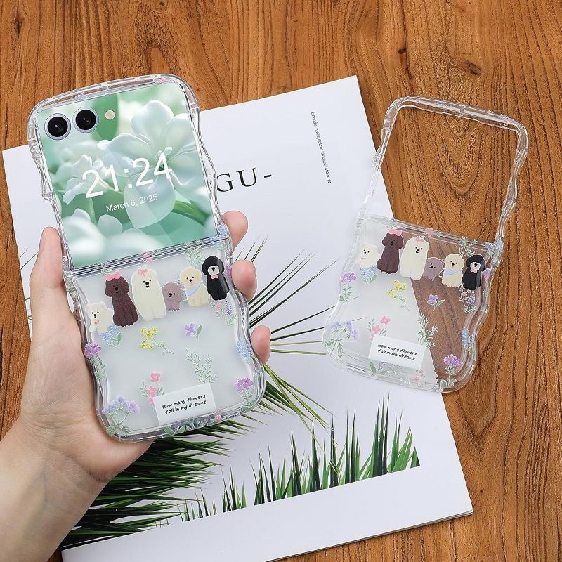Phone Case for Samsung Galaxy Z Flip7, Flip6, Flip5, Flip4, Flip3 Case Clear Case Flower Protective Cover