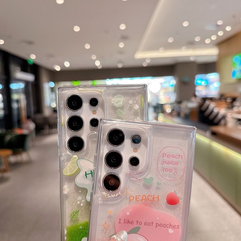 Phone Case for Samsung Galaxy S25 Ultra S25 Plus S24 S23 S22 S21 S20 FE Note 20 Ultra 10 Plus Fruit Fashion Quicksand Soft Silicone Cover