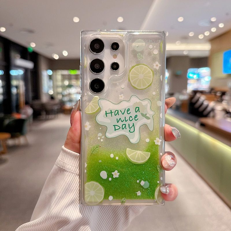 Phone Case for Samsung Galaxy S25 Ultra S25 Plus S24 S23 S22 S21 S20 FE Note 20 Ultra 10 Plus Fruit Fashion Quicksand Soft Silicone Cover