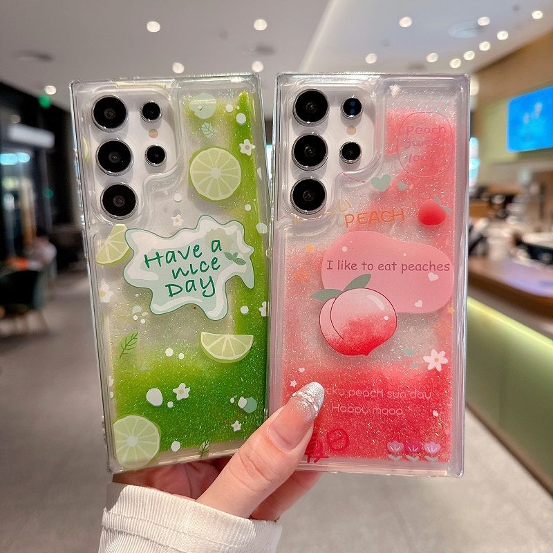 Phone Case for Samsung Galaxy S25 Ultra S25 Plus S24 S23 S22 S21 S20 FE Note 20 Ultra 10 Plus Fruit Fashion Quicksand Soft Silicone Cover