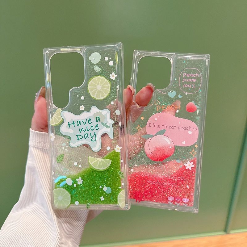 Phone Case for Samsung Galaxy S25 Ultra S25 Plus S24 S23 S22 S21 S20 FE Note 20 Ultra 10 Plus Fruit Fashion Quicksand Soft Silicone Cover