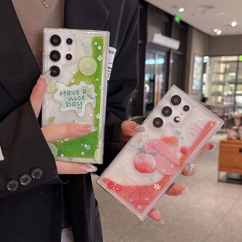 Phone Case for Samsung Galaxy S25 Ultra S25 Plus S24 S23 S22 S21 S20 FE Note 20 Ultra 10 Plus Fruit Fashion Quicksand Soft Silicone Cover