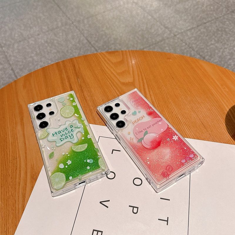 Phone Case for Samsung Galaxy S25 Ultra S25 Plus S24 S23 S22 S21 S20 FE Note 20 Ultra 10 Plus Fruit Fashion Quicksand Soft Silicone Cover