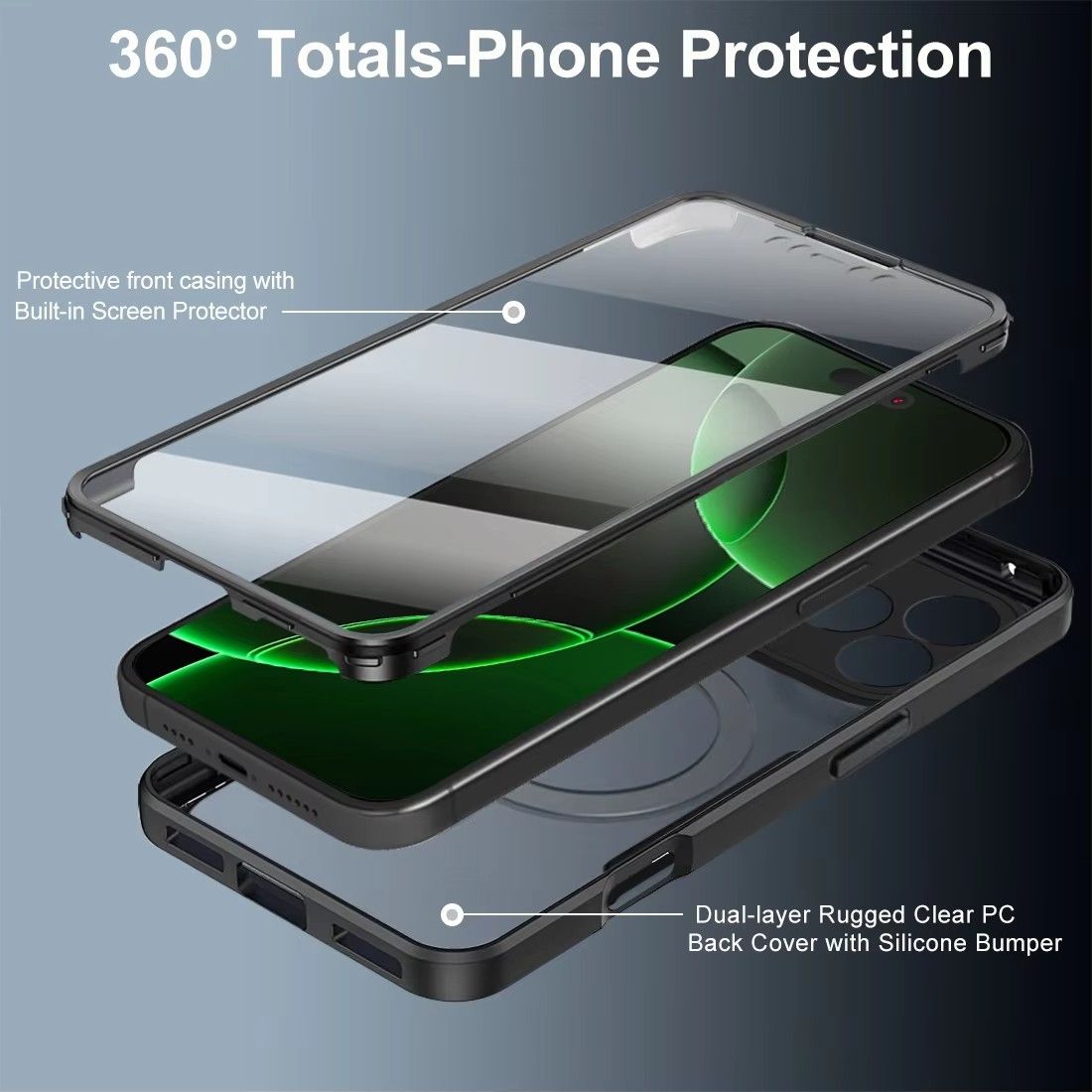 Magnetic Case for iPhone 17 Pro Max 17 Air 17 Pro 17 16e 16 Plus 15 14 Plus 13 12 11 Pro Max Compatible with Magsafe,Full Body Rugged CaseBuilt-in Screen Protector Anti-Shock Case