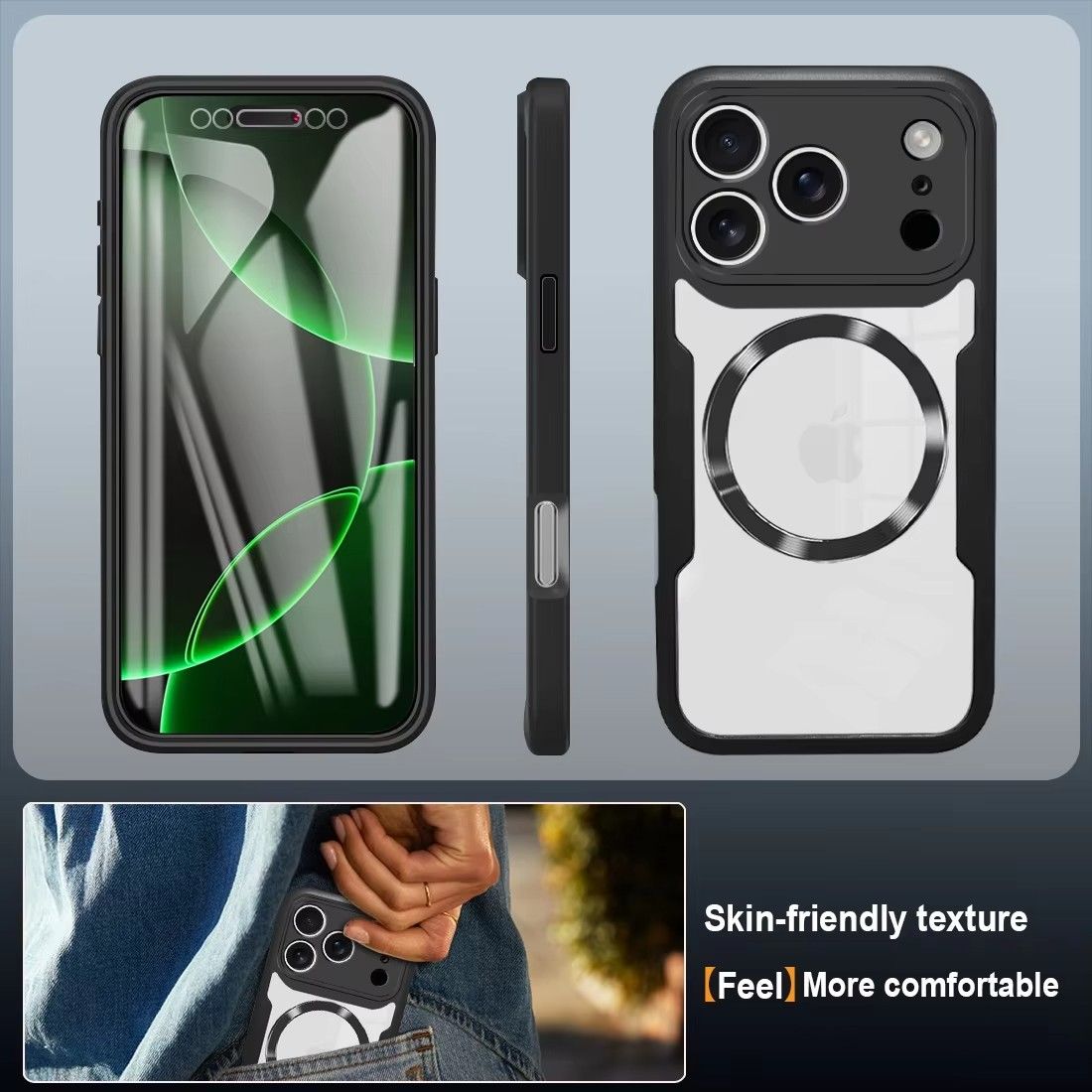 Magnetic Case for iPhone 17 Pro Max 17 Air 17 Pro 17 16e 16 Plus 15 14 Plus 13 12 11 Pro Max Compatible with Magsafe,Full Body Rugged CaseBuilt-in Screen Protector Anti-Shock Case