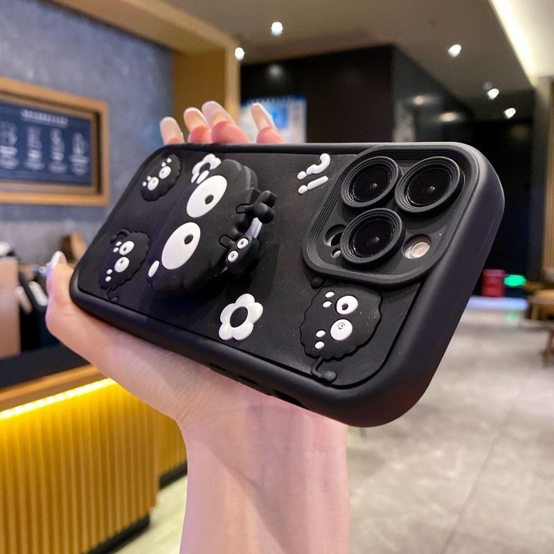 Silicona Phone Case for Xiaomi Redmi 15C 15 14C A5 A3 A2+ A1+ 13C 13 12C 12 10C 10 10A 9C 9T 9a 9 Cartoon Coal Ball Cute Strawberry Bear Bracket Protective Cover