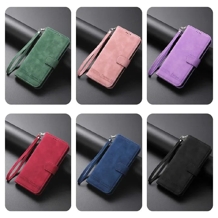 PU Leather Flip Cover for Samsung Galaxy A17 A07 A56 A36 A26 A16 A06 A55 A35 A25 A15 A05s A05 A54 A34 A24 A14 A04s Leather Phone Protection Shockproof Wallet Cover With Hand Strap