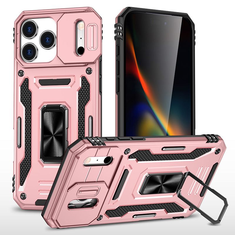 Luxury Slide Camera Lens Case For iPhone 17 Pro Max 17 Air 16e 16 15 14 Plus 13 12 11 Pro Max Shockproof Bumper Cover vehicle-mounted Magnetic Kickstand Cover