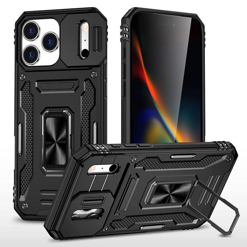 Luxury Slide Camera Lens Case For iPhone 17 Pro Max 17 Air 16e 16 15 14 Plus 13 12 11 Pro Max Shockproof Bumper Cover vehicle-mounted Magnetic Kickstand Cover