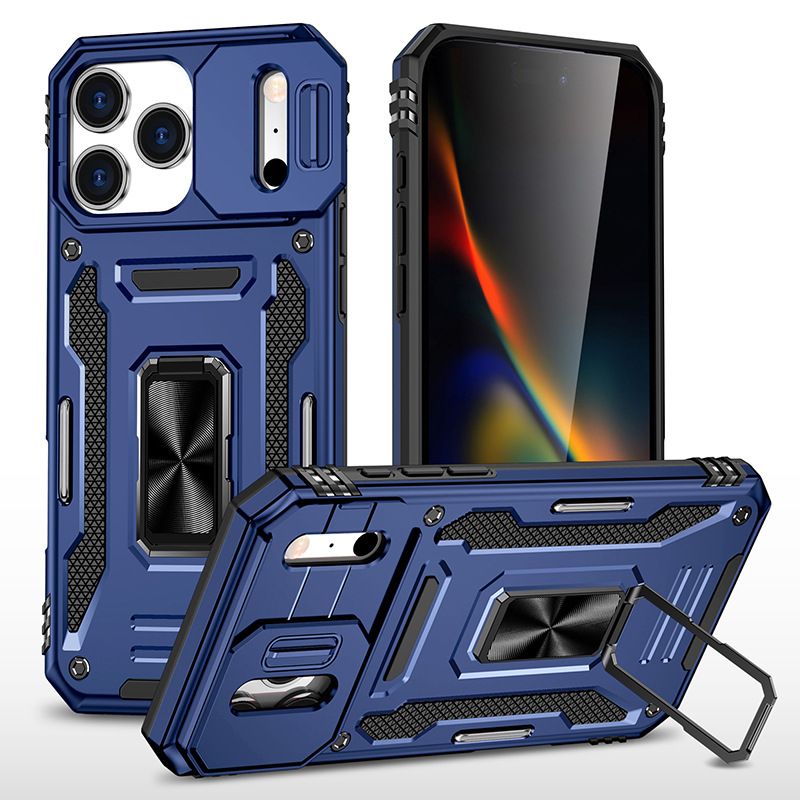 Luxury Slide Camera Lens Case For iPhone 17 Pro Max 17 Air 16e 16 15 14 Plus 13 12 11 Pro Max Shockproof Bumper Cover vehicle-mounted Magnetic Kickstand Cover