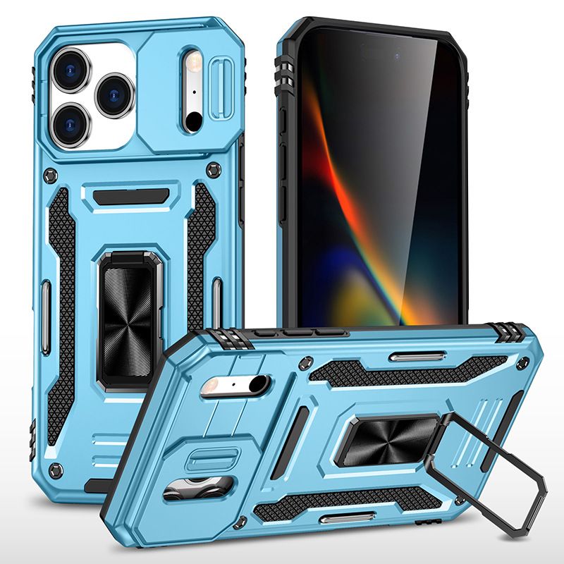 Luxury Slide Camera Lens Case For iPhone 17 Pro Max 17 Air 16e 16 15 14 Plus 13 12 11 Pro Max Shockproof Bumper Cover vehicle-mounted Magnetic Kickstand Cover