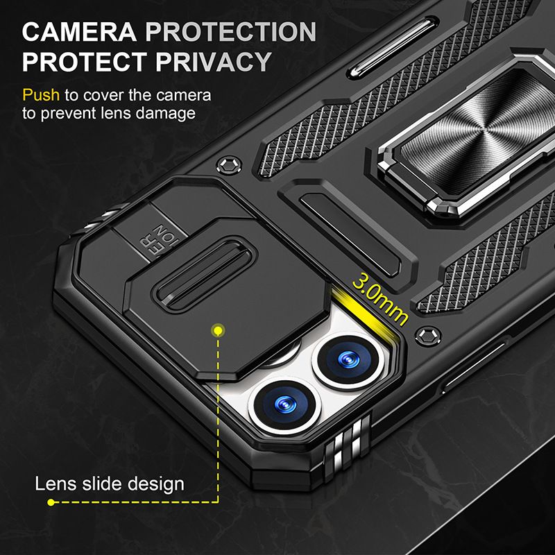 Luxury Slide Camera Lens Case For iPhone 17 Pro Max 17 Air 16e 16 15 14 Plus 13 12 11 Pro Max Shockproof Bumper Cover vehicle-mounted Magnetic Kickstand Cover