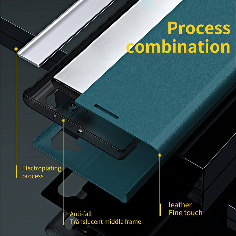 Magnetic Side Window Leather Flip Phone Case for Samsung Galaxy S25 Edge S25 Ultra S24 Plus S23 FE S22 Plus S21 FE S20 Ultra Note 20 Ultra 10 Plus Kickstand Shockproof Cover