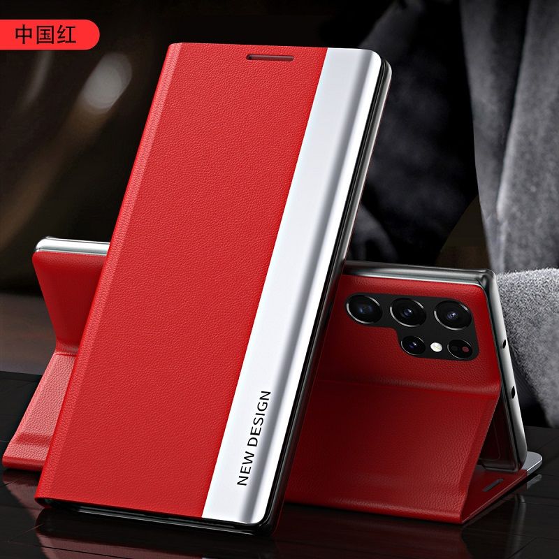 Magnetic Side Window Leather Flip Phone Case for Samsung Galaxy S25 Edge S25 Ultra S24 Plus S23 FE S22 Plus S21 FE S20 Ultra Note 20 Ultra 10 Plus Kickstand Shockproof Cover