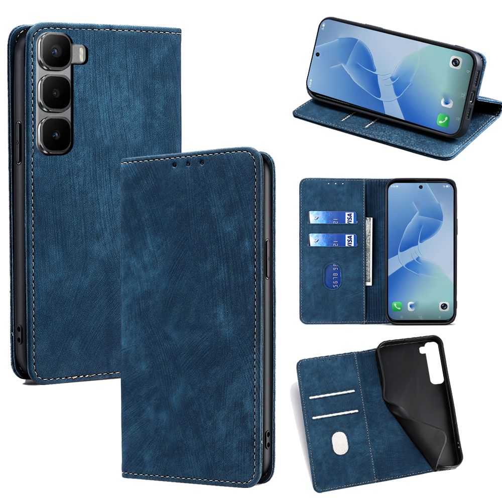 Leather Magnetic Flip Cover Phone Case for Infinix Hot 60 Pro+/Plus 60i 60 Pro [RFID Blocking] Shockproof Protection Stand Holder PU Leather Case