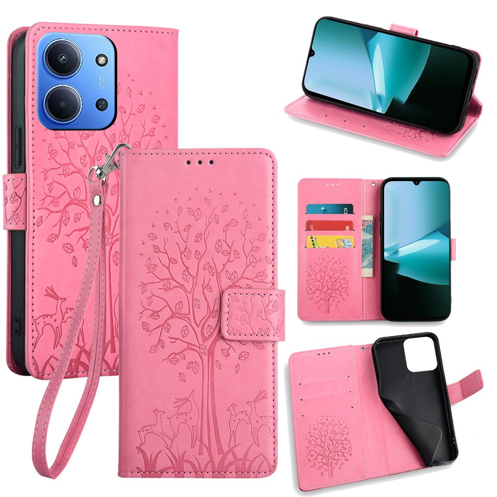 Wallet Leather Flip Cover for Xiaomi Redmi 15C Card Slots Magnetic Closure Shockproof Cover with Hand Strap