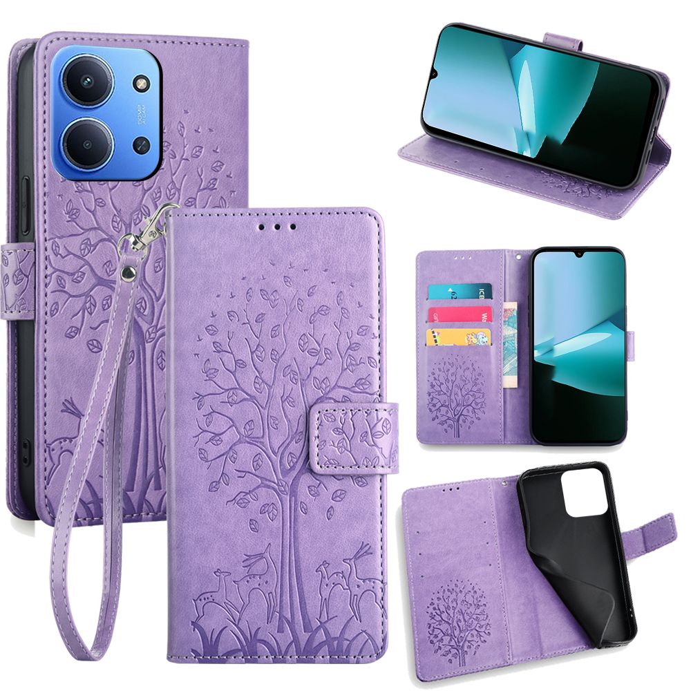 Wallet Leather Flip Cover for Xiaomi Redmi 15C Card Slots Magnetic Closure Shockproof Cover with Hand Strap