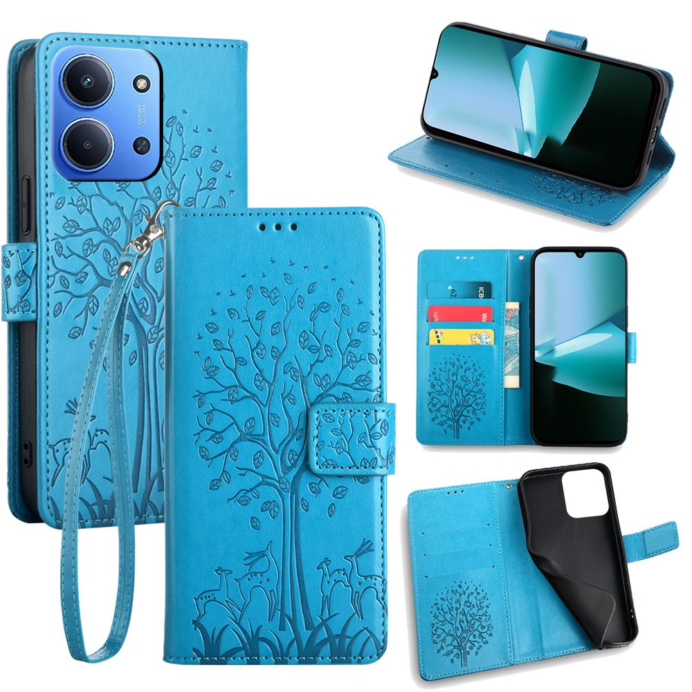 Wallet Leather Flip Cover for Xiaomi Redmi 15C Card Slots Magnetic Closure Shockproof Cover with Hand Strap